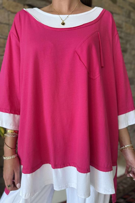 Made in Italy Double Trouble Layer Top Flamingo